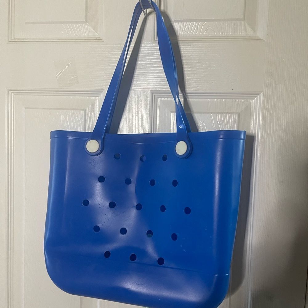 Rubber Beach Royal Blue Tote Bag - Washable Waterproof Sandproof Beach Bag.